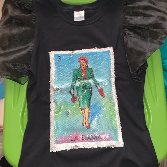 Sequin La Loteria La Dama Blouse - New - Picture 1 of 8